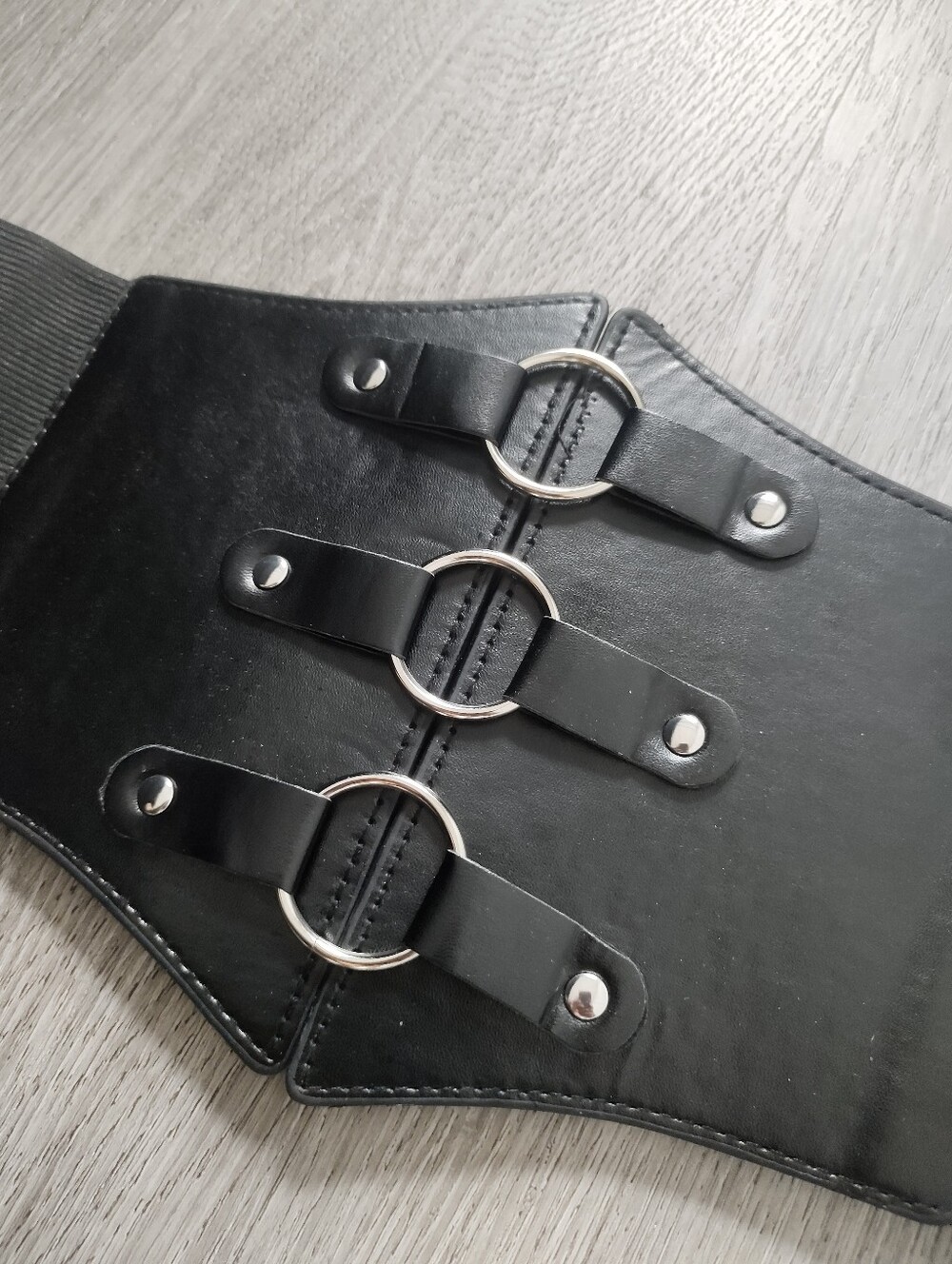 NEW Goth Black  Faux Leather Corset Belt - Picture 3 of 5